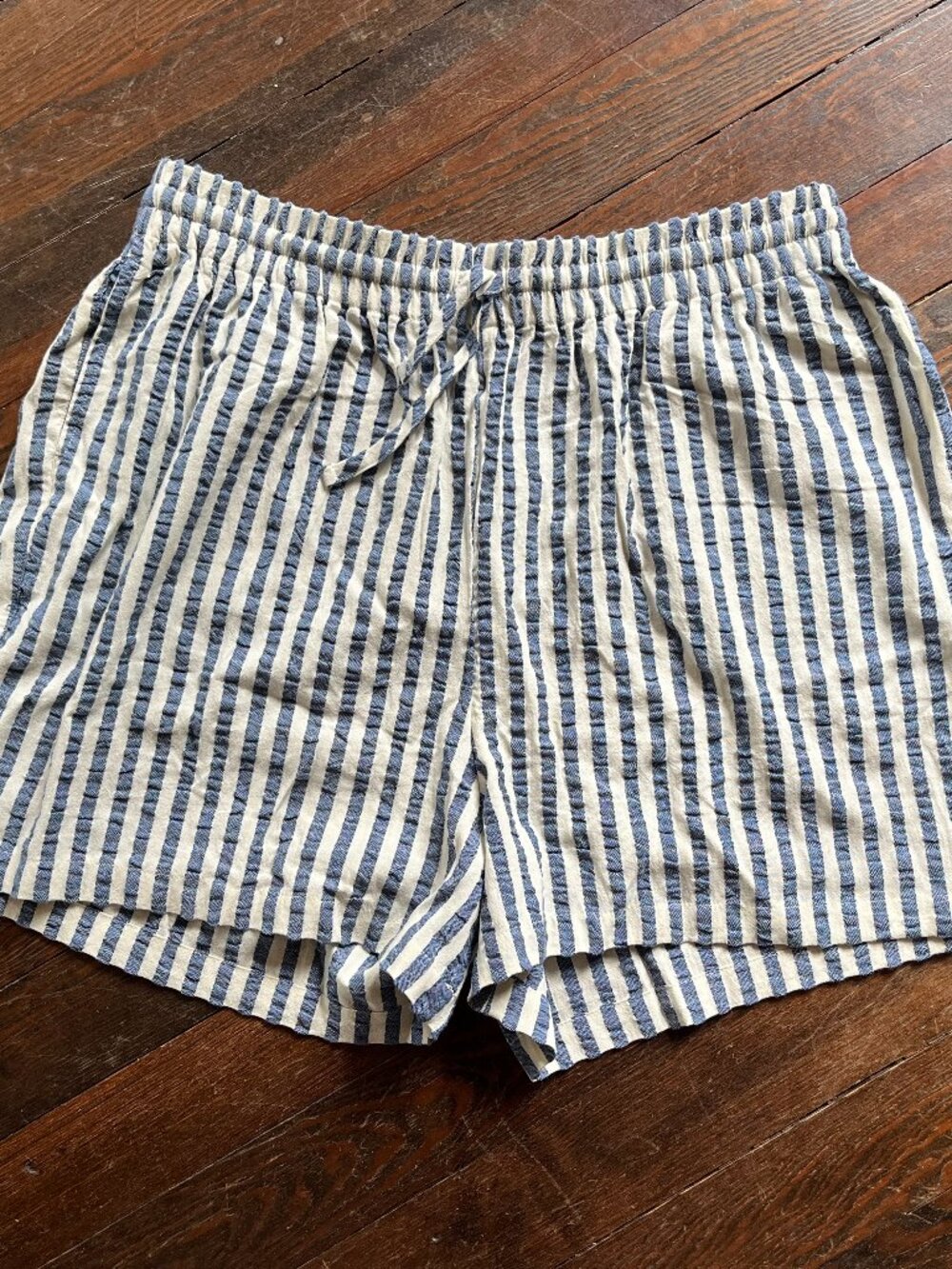 Lucy & Yak Charlie Shorts - Navy Stripe XL